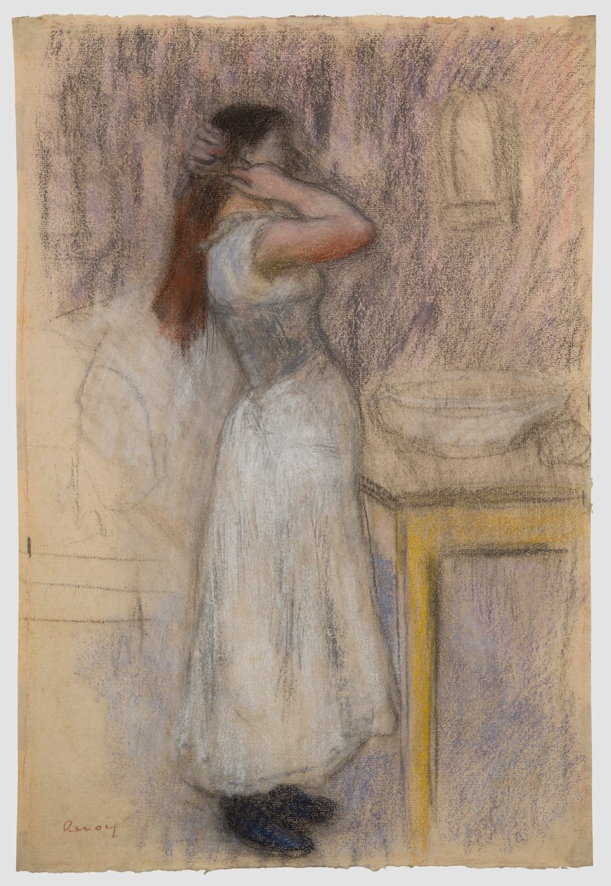 Nuori nainen peilipöydän ääressä tekijältä Pierre-Auguste Renoir