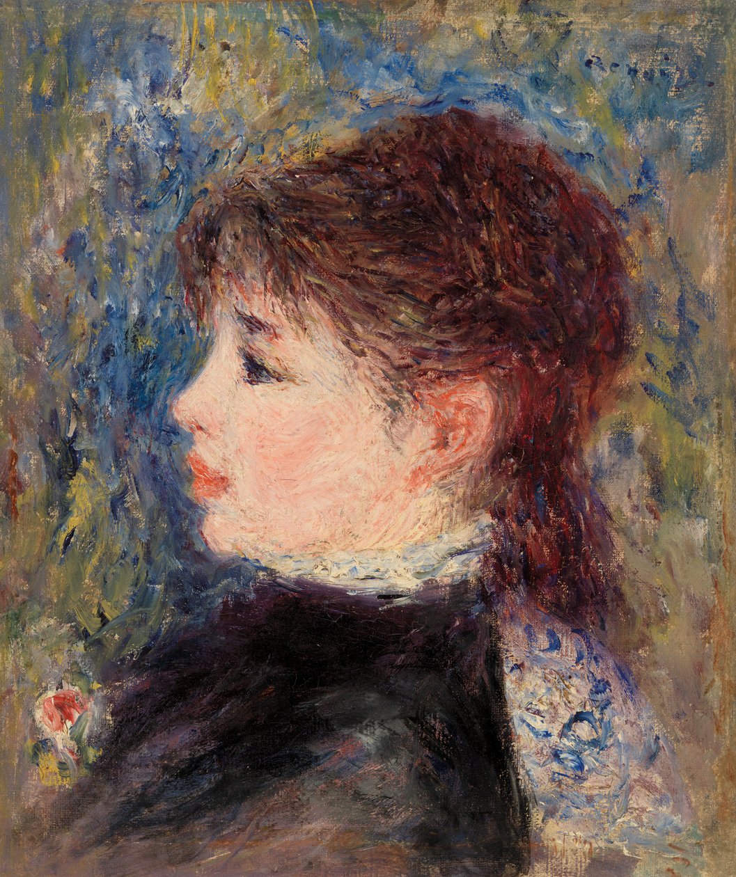 Nuori nainen ruusun kanssa tekijältä Pierre-Auguste Renoir