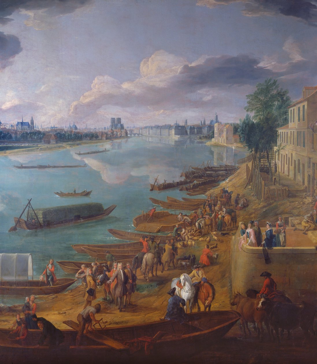 Näkymä Pariisiin Quai de la Rapeen öljykankaalle yksityiskohdasta 168381 tekijältä Pierre Denis Martin