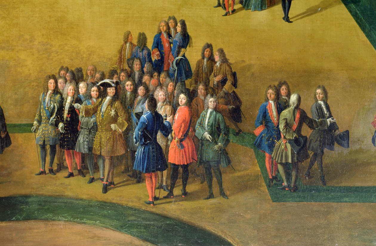 Katso Apollon kylpylän lehto Versaillesin puutarhassa Ludvig XIV:n yksityiskohta, 1713 öljy kankaalle tekijältä Pierre Denis Martin
