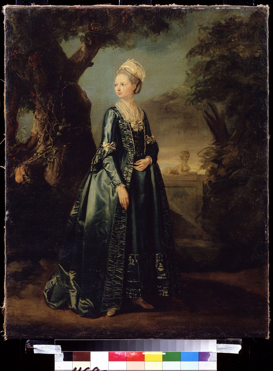 "Muotokuva naisesta puutarhassa tai muotokuva suurruhtinatar Nataliasta" (Natalia puutarhassa (suurherttuatar Natalian muotokuva) Suurherttuatar Natalia Aleksejevnan (tai Aleksejevnan) (1755-1776) muotokuva (Wilhelmina Louisa Hessen-Darmstadt () Hessen) tekijältä Pierre Etienne Falconet