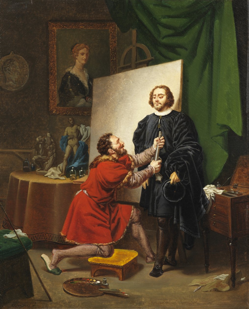 Pietro Aretino Tintoreton studiossa, 1822 tekijältä Pierre Nolasque Bergeret
