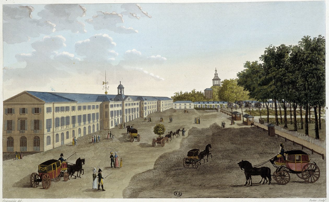 Näkymä Jardin des Plantesin luonnontieteellisen kabinetin uudesta galleriasta - Courvoisierin "" Vues de Paris" -osassa tekijältä Pierre (after) Courvoisier