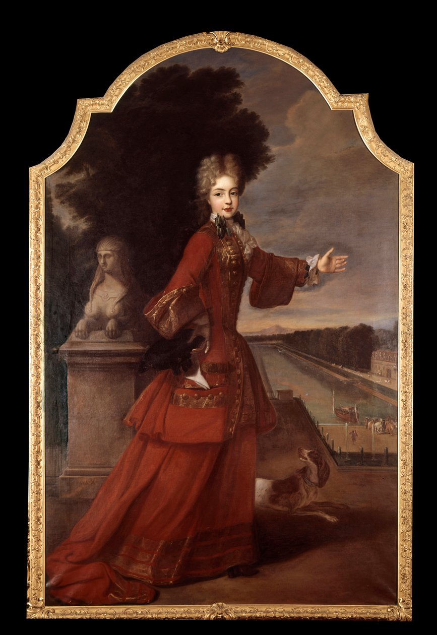 Muotokuva Marie Adelaide de Savoie, Burgundin herttuatar Fontainebleaun linnassa (1685-1712) Dauphine de France. Pierre Gobertin (1662-1744) työpajan maalaus tekijältä Pierre (studio of) Gobert