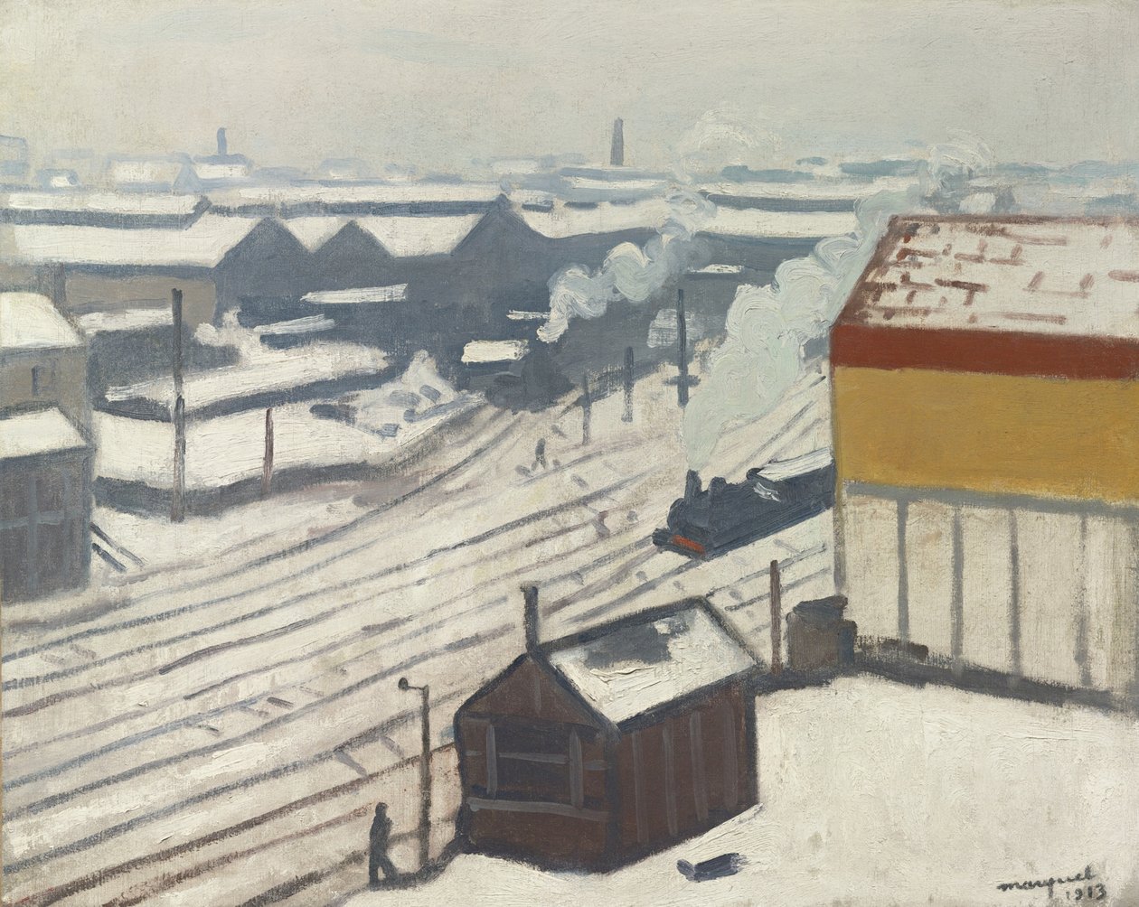 Gare Montparnasse lumessa, 1913 tekijältä Albert Marquet