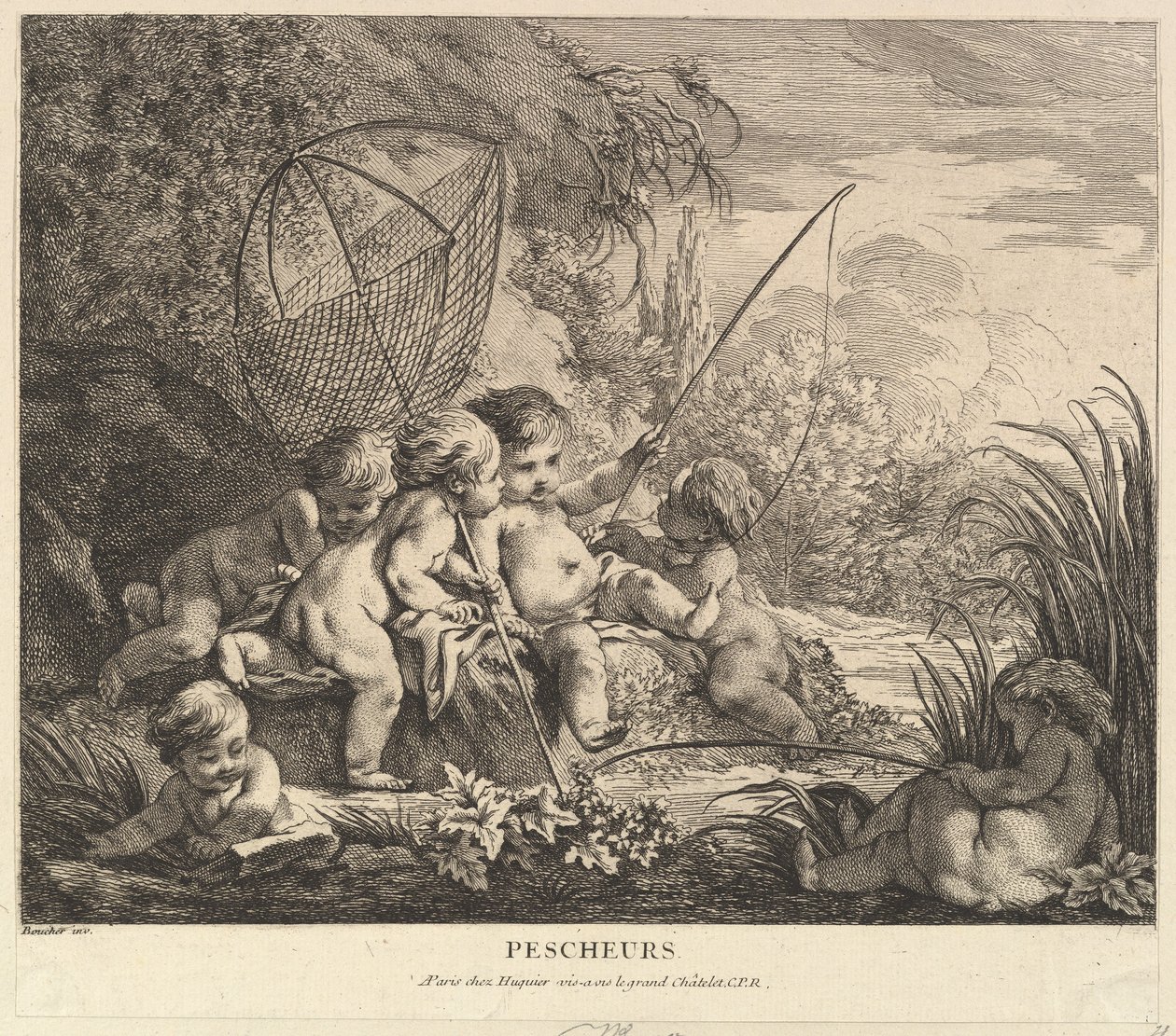Lapset Kalastus, n. 1738. tekijältä Pierre Alexandre Aveline