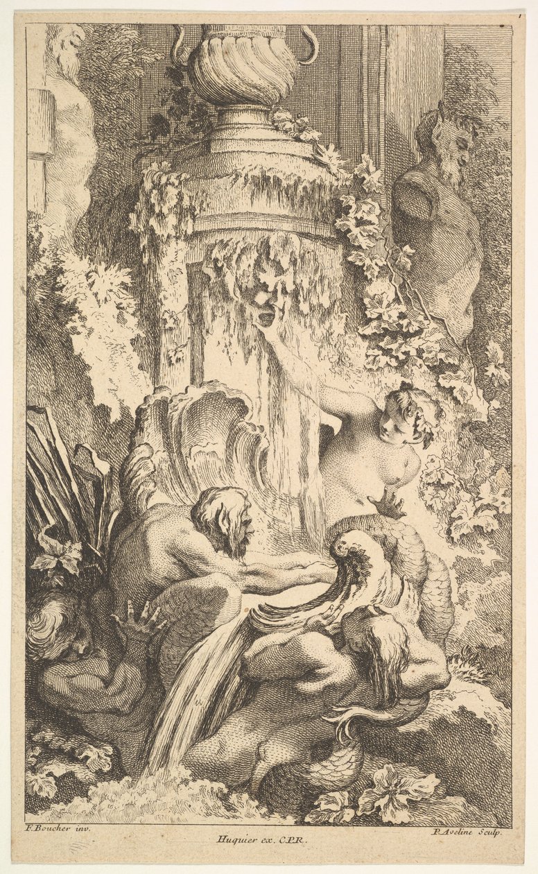 Naiades, Tritonit ja Priapin kylpylä, 1736. tekijältä Pierre Alexandre Aveline
