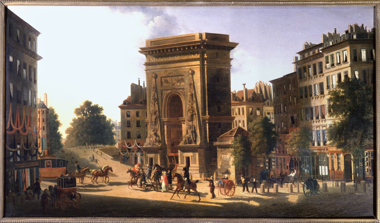 Boulevard du Temple ja Porte Saint Denis, Pariisi, noin 1810 (maalaus) tekijältä Pierre Alexandre Pau de Saint Martin