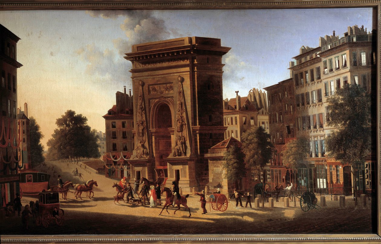 Saint Denisin ovi. Näkymä Pariisiin. Pierre Alexandre Pau De Saint Martinin maalaus tekijältä Pierre Alexandre Pau de Saint Martin