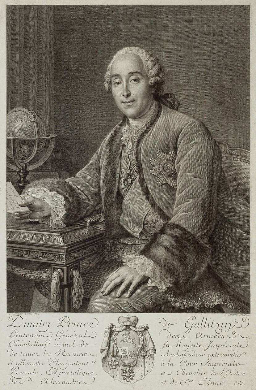 Prinssi Dmitri Mihailovitš Golitsynin muotokuva 1721-1793, 1762 tekijältä Pierre Alexandre Tardieu