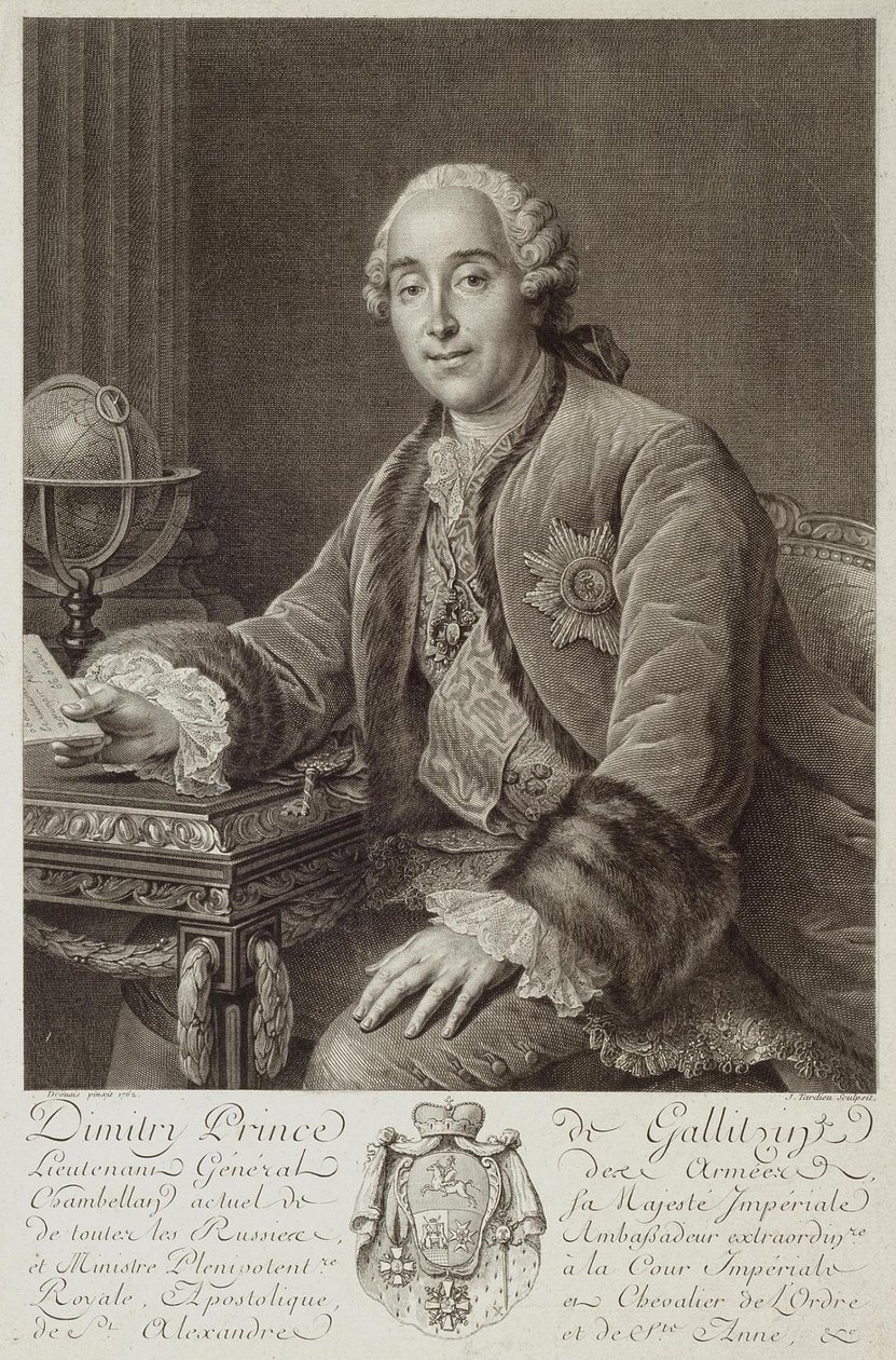 Prinssi Dmitri Mihailovitš Golitsynin muotokuva 1721-1793, 1762 tekijältä Pierre Alexandre Tardieu
