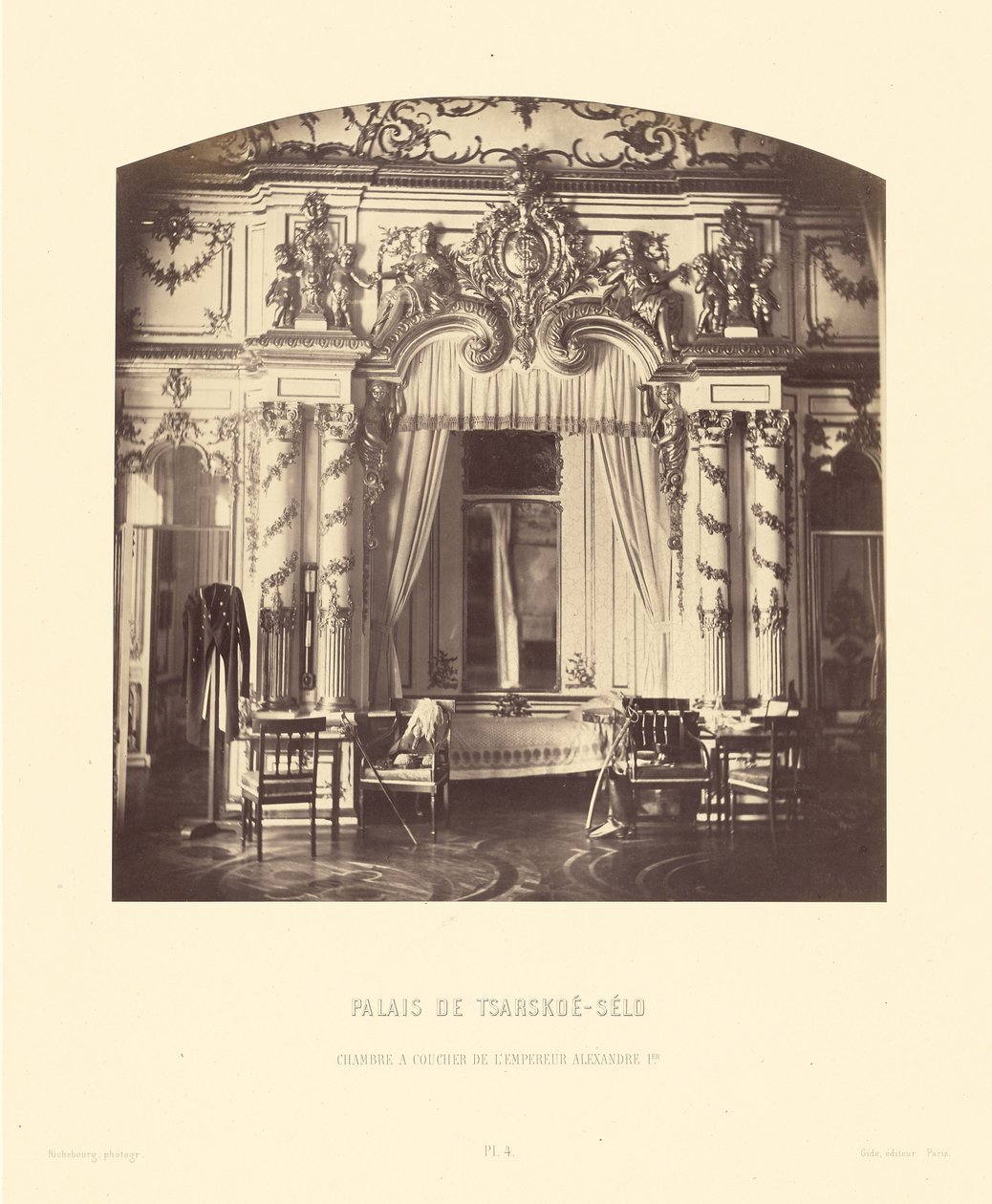 Tsarskoe-Selon palatsi, keisari Aleksanteri I:n makuuhuonetta tekijältä Pierre Ambrose Richebourg