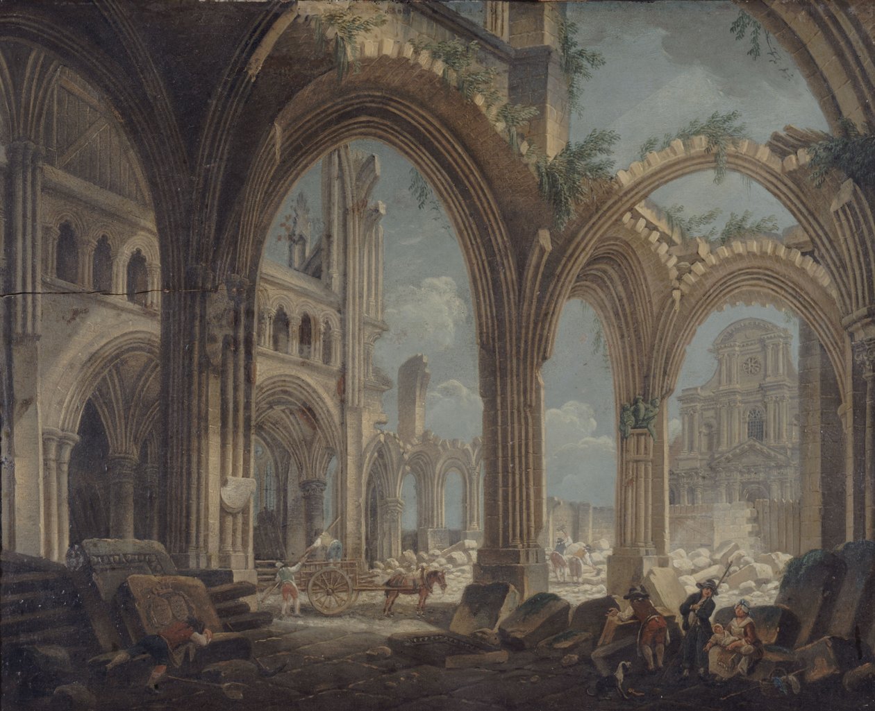Saint-Jean-en-Greven kirkon purku, n. 1800 (öljy kankaalle) tekijältä Pierre Antoine Demachy
