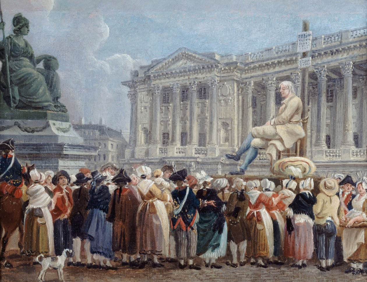 Pierre Nicolas Perrinin näyttely Place de la Révolutionilla, 29 Vendémiaire, n. 1793. tekijältä Pierre Antoine Demachy