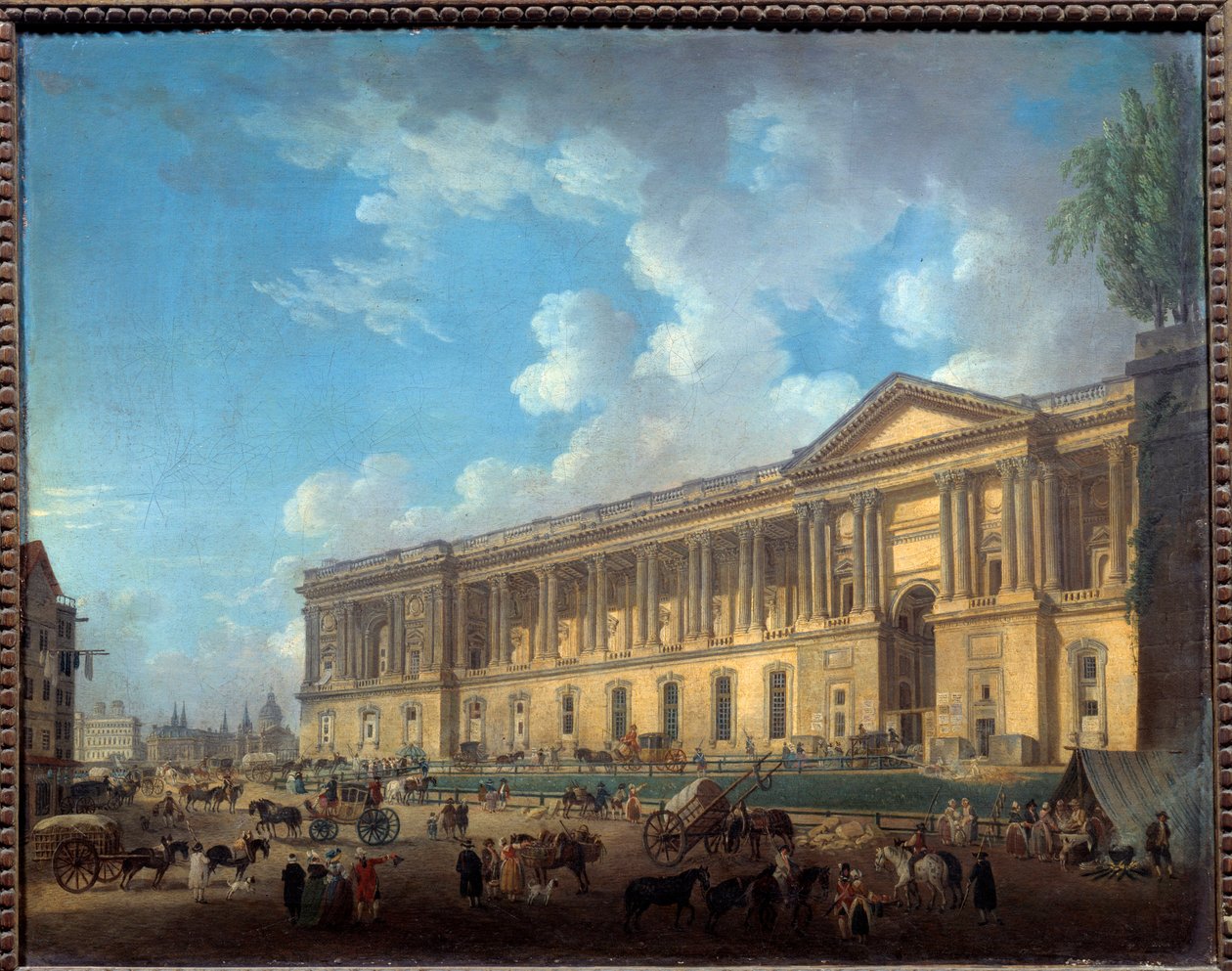 Vasta degagee-säleikön pylväikkö. Näkymä Pariisiin. Pierre Demachyn (1723-1807) maalaus tekijältä Pierre Antoine Demachy
