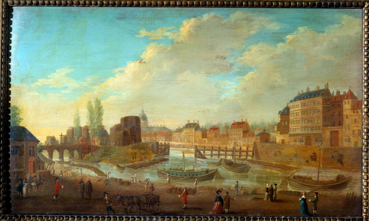 Näkymä Louviers Islandille ja Point of Saint Louis Island Näkymät Saint Paul Portin maalauksesta Pierre Demachy (1723-1807) 1780 Su. 0,32x0,53 m Pariisi, Musee Carnavalet tekijältä Pierre Antoine Demachy