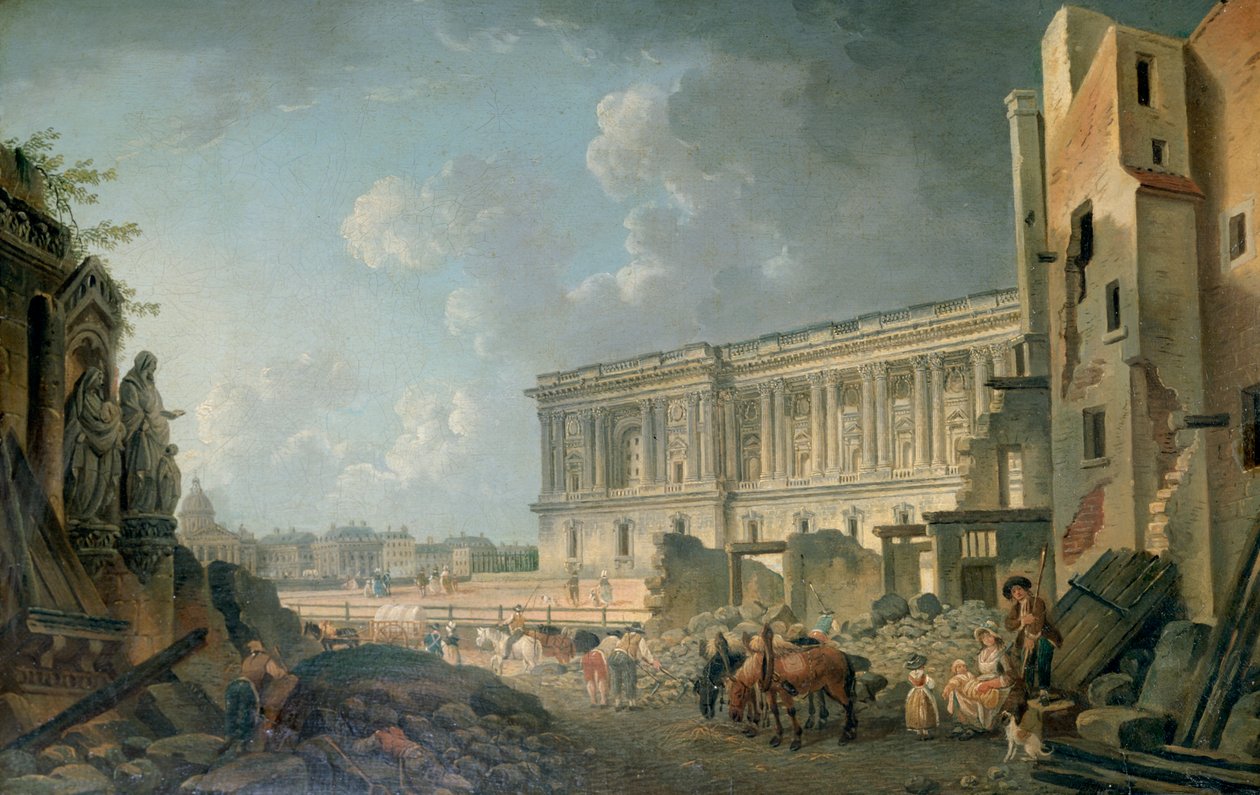 Näkymä Louvresta, c1743-1807 tekijältä Pierre Antoine de Machy