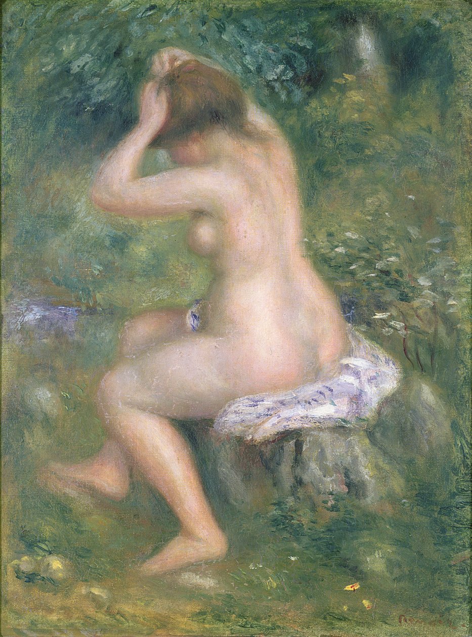 A Bather, n. 1885-1890 (öljy kankaalle) tekijältä Pierre Auguste Renoir