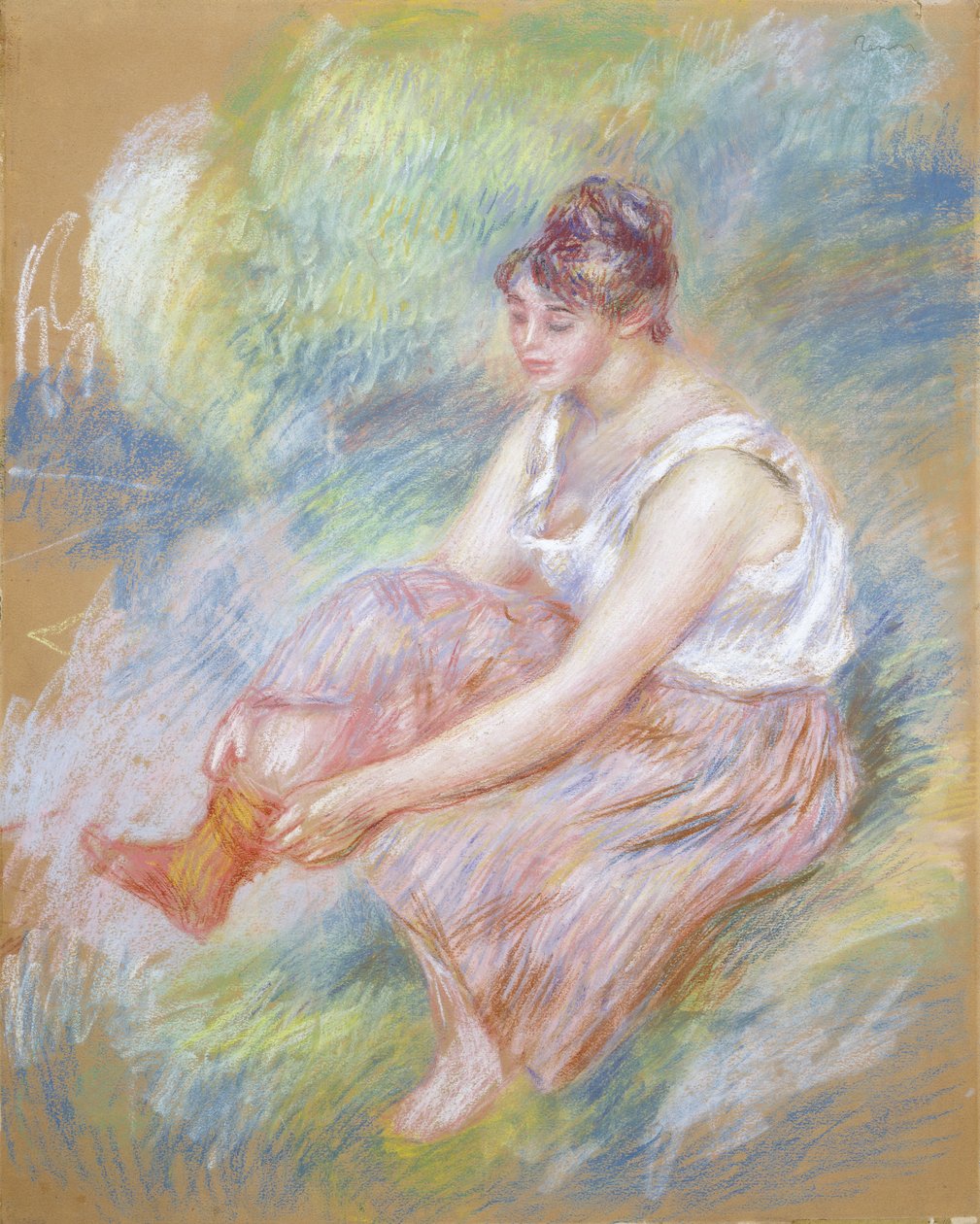 Kylvyn jälkeen, n. 1890 (pastelli paperille) tekijältä Pierre Auguste Renoir