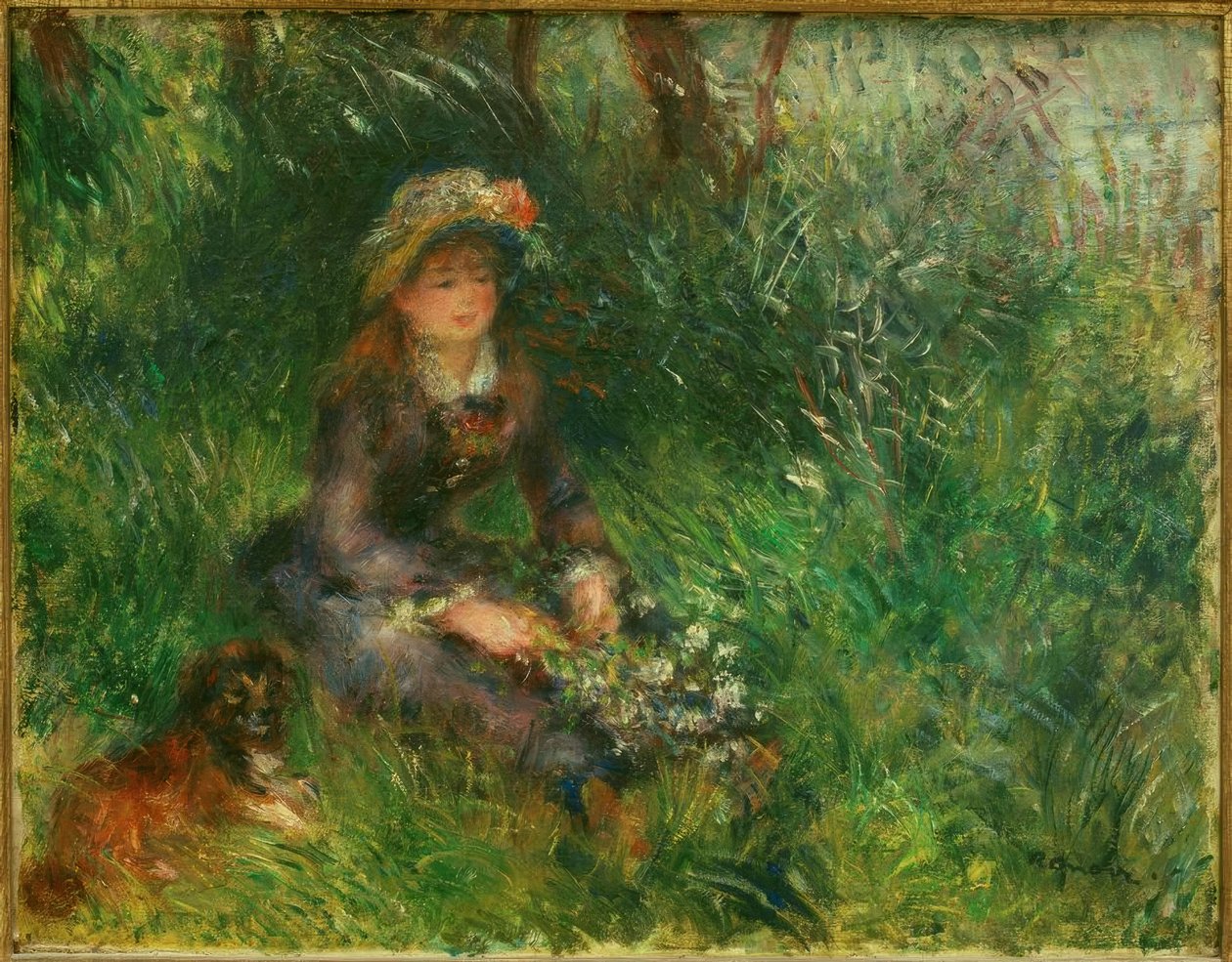 Aline Charigot au Chien tekijältä Pierre Auguste Renoir