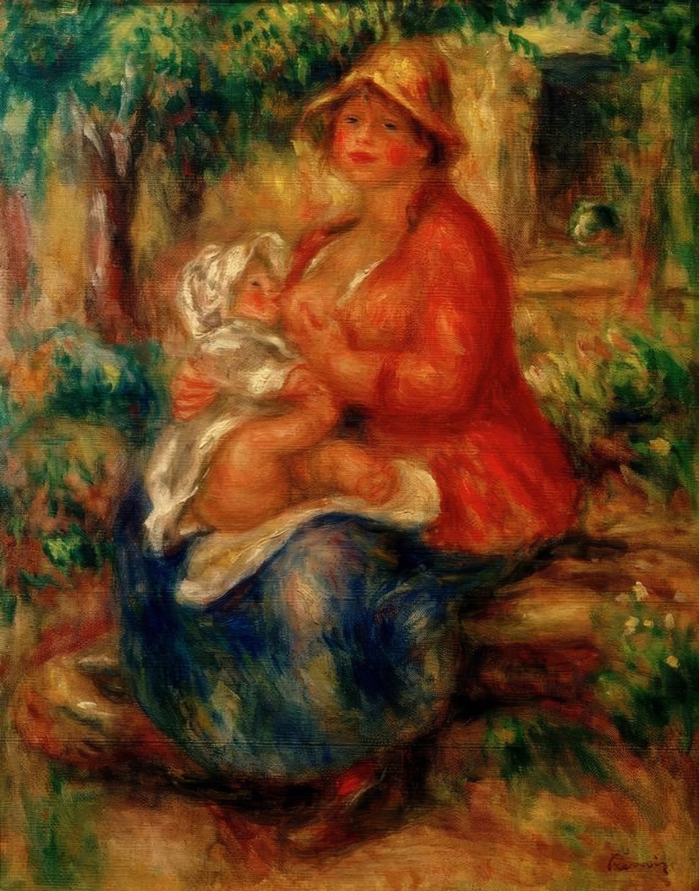 Aline Renoir imettää poikaansa tekijältä Pierre Auguste Renoir