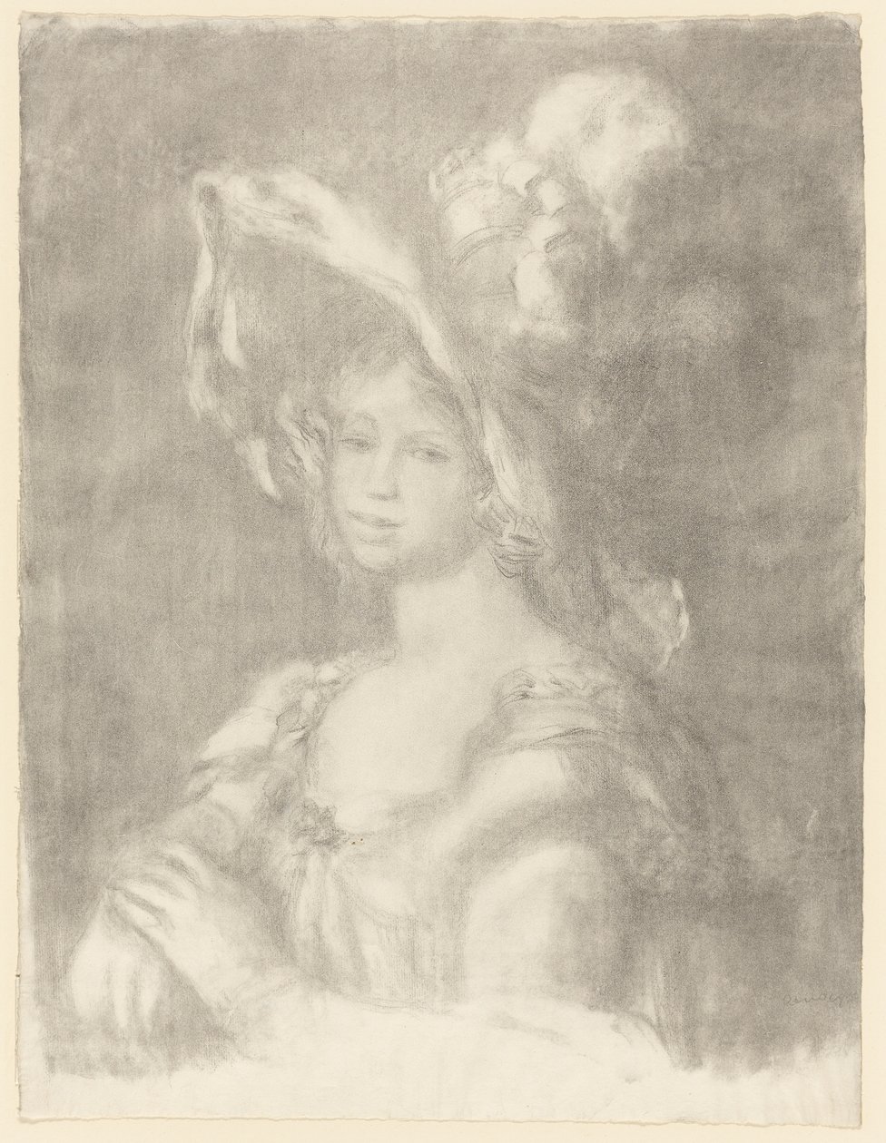 Amélie Laurent Dieterlé, noin 1899 (litografia luonnonvalkoiselle vohvelipaperille). tekijältä Pierre Auguste Renoir