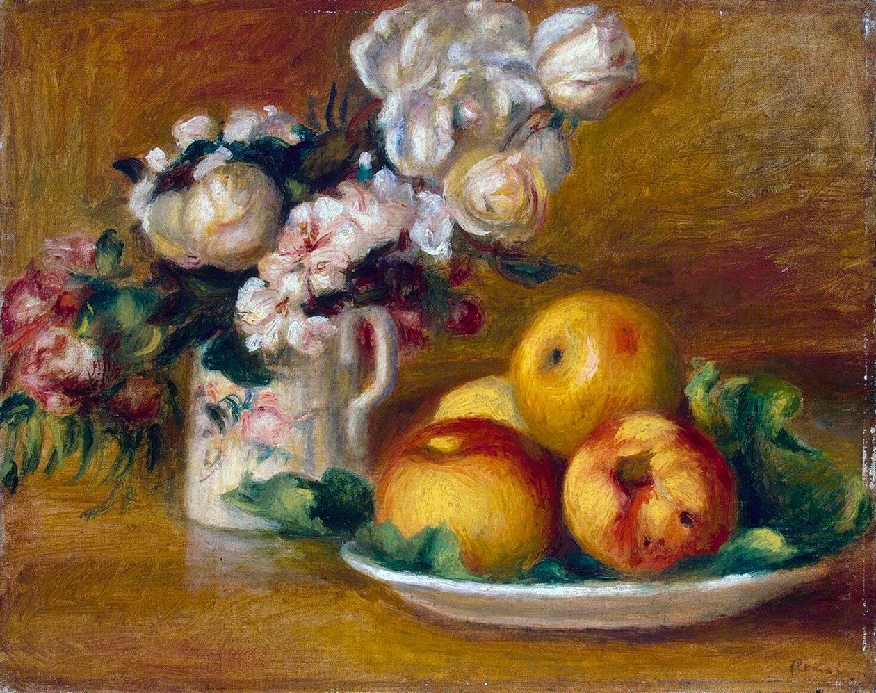 Omenat ja kukat, c1895. tekijältä Pierre Auguste Renoir