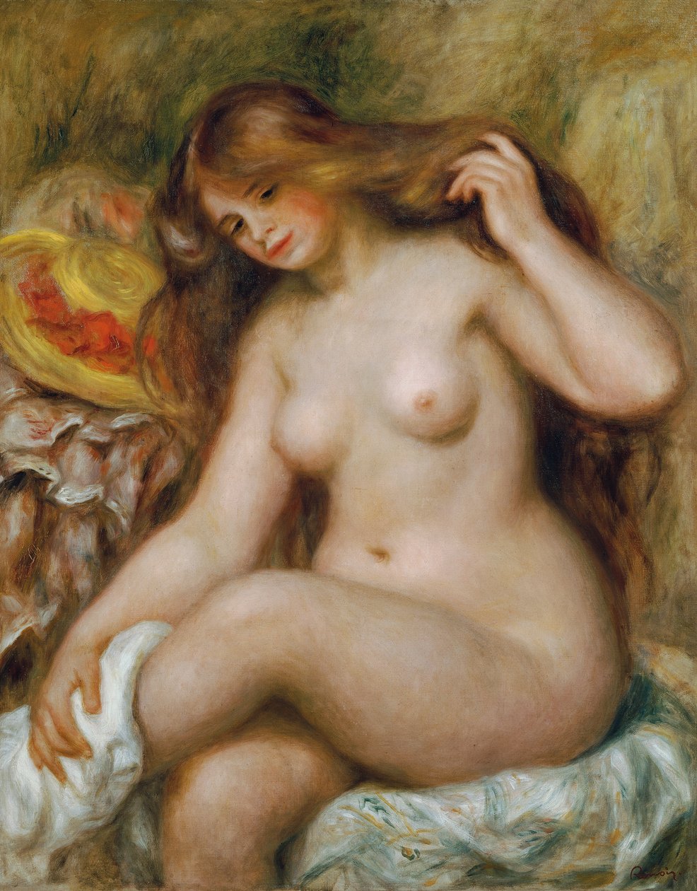 Uimarit vaaleat, löysät hiukset tekijältä Pierre Auguste Renoir