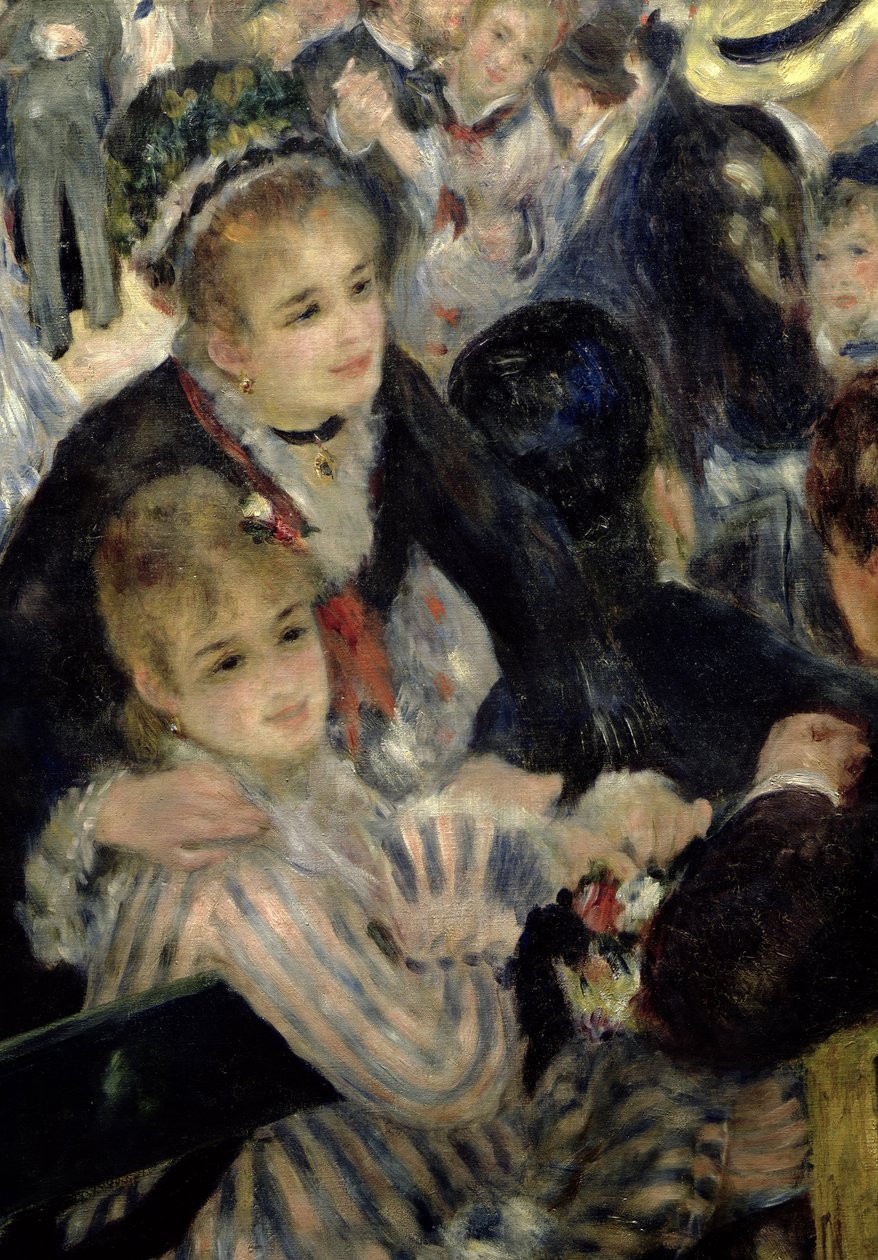 Ball at the Moulin de la Galette, yksityiskohta kahdesta istuvasta naisesta, 1876 öljy kankaalle yksityiskohta kuvasta 36481 tekijältä Pierre Auguste Renoir