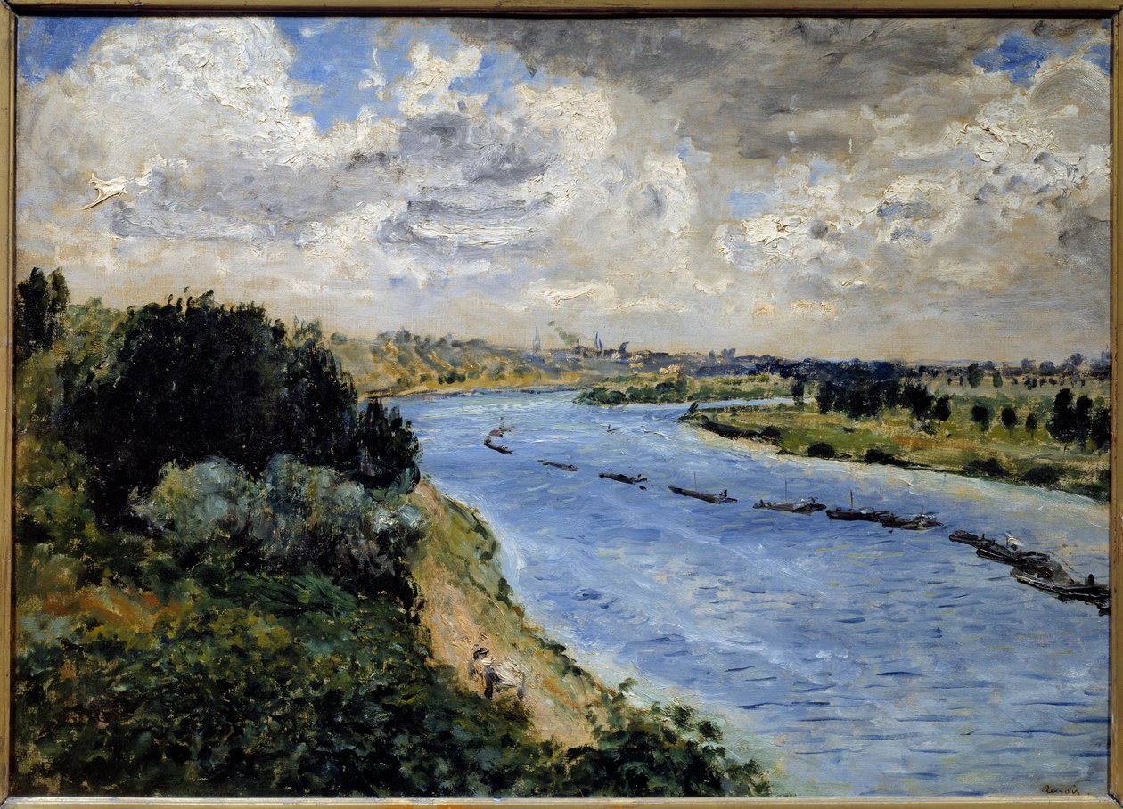 Proomu Seine-joella. Pierre Auguste Renoirin (1841-1919) maalaus tekijältä Pierre Auguste Renoir