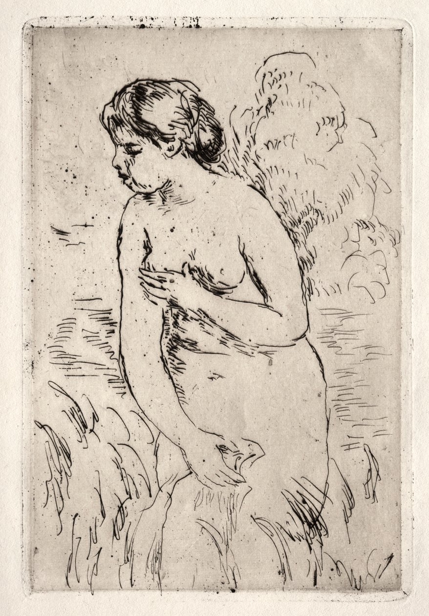 Kylpejä seisoo polvilleen tekijältä Pierre Auguste Renoir