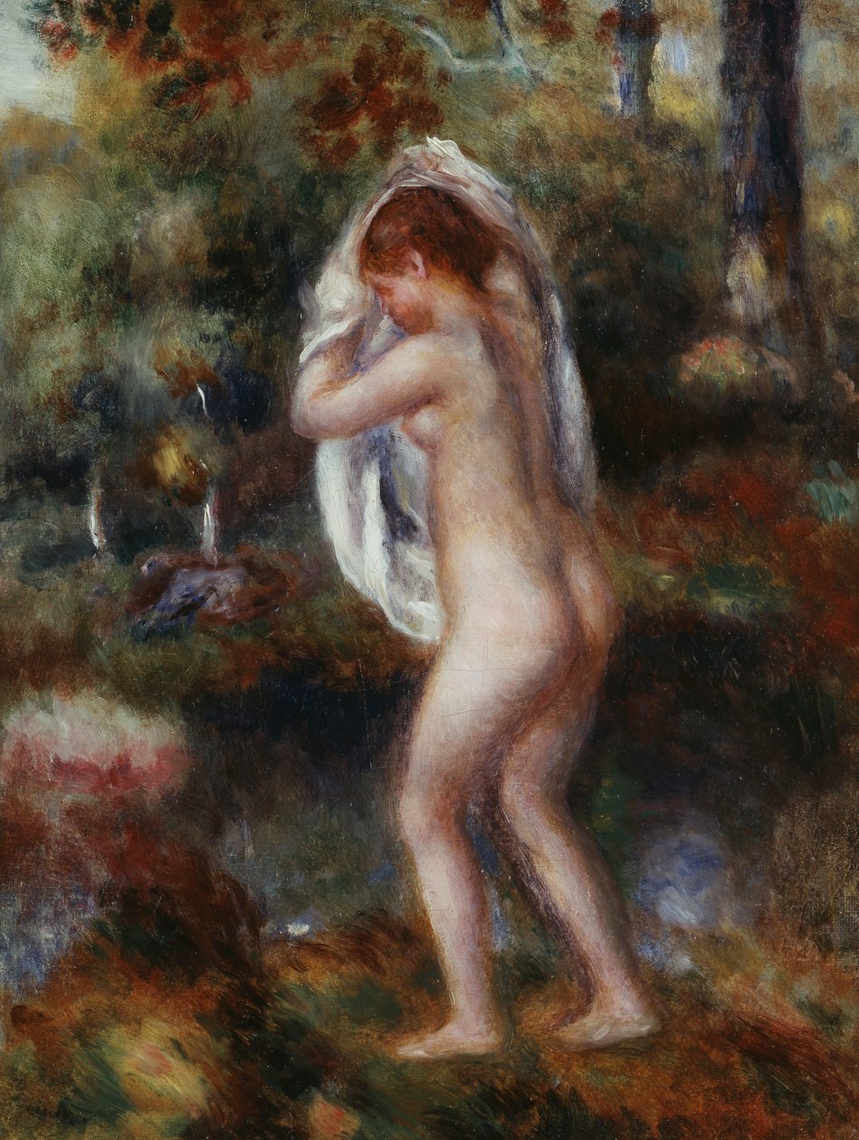 Kylpijän riisuminen, 1897 tekijältä Pierre Auguste Renoir