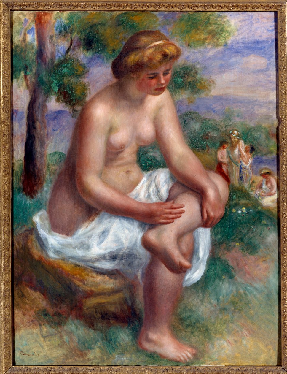 Kylpylä istuu Pierre Auguste Renoirin Eurydice-maalauksessa tekijältä Pierre Auguste Renoir