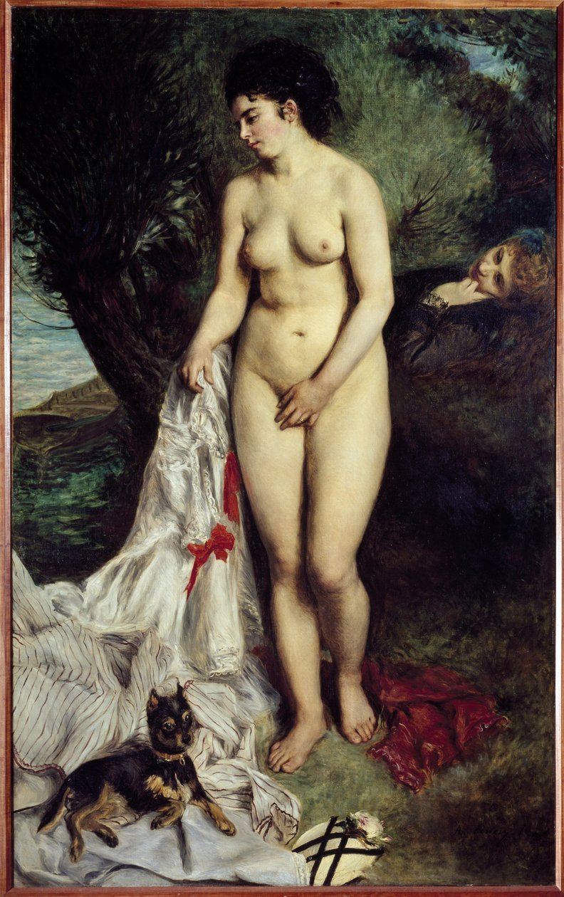 Kylpijä griffonin kanssa Pierre-Auguste Renoirin (1841-1919) maalaus 1870 Koko 184x115 cm Sao Paulo, Brasilian taidemuseo tekijältä Pierre Auguste Renoir