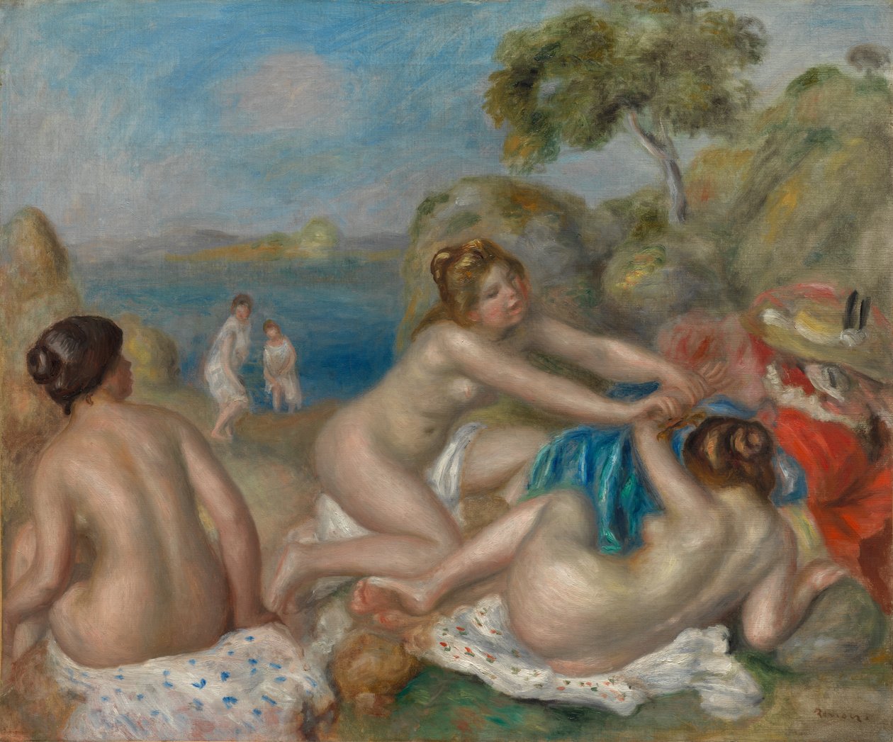 Uimarit leikkivät ravun kanssa tekijältä Pierre Auguste Renoir