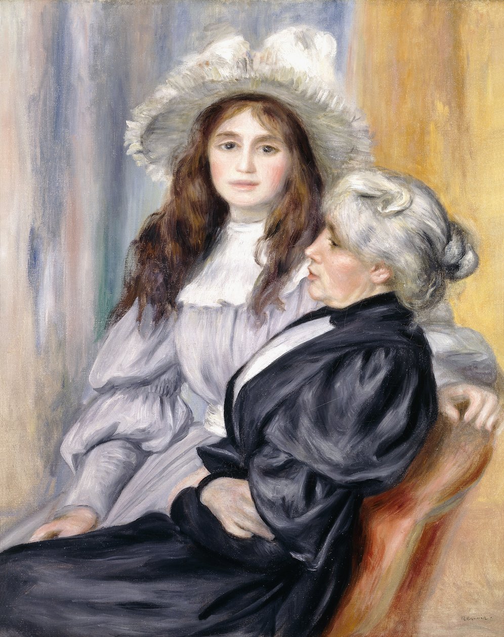 Berthe Morisot ja hänen tyttärensä Julie Manet, 1894 tekijältä Pierre Auguste Renoir