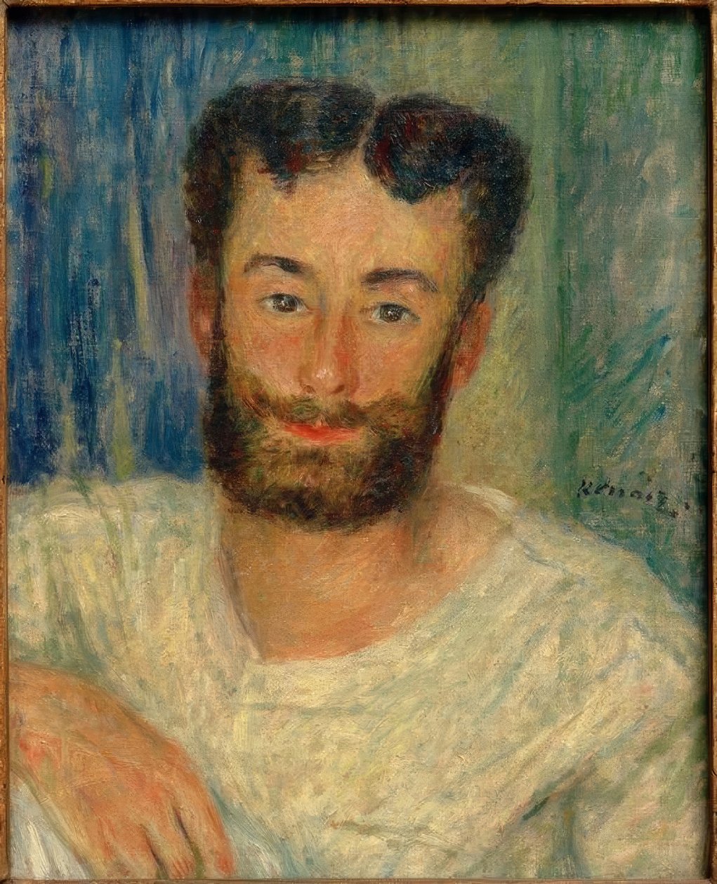 Muotokuva parrakkaasta nuoresta miehestä, jolla on leikattu liivi (The Bougival Rower) tekijältä Pierre Auguste Renoir