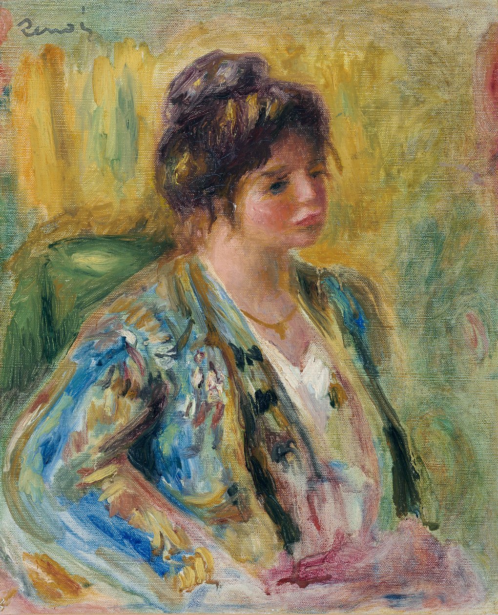 Naisen rintakuva itämaisessa asussa, n. 1895 tekijältä Pierre Auguste Renoir