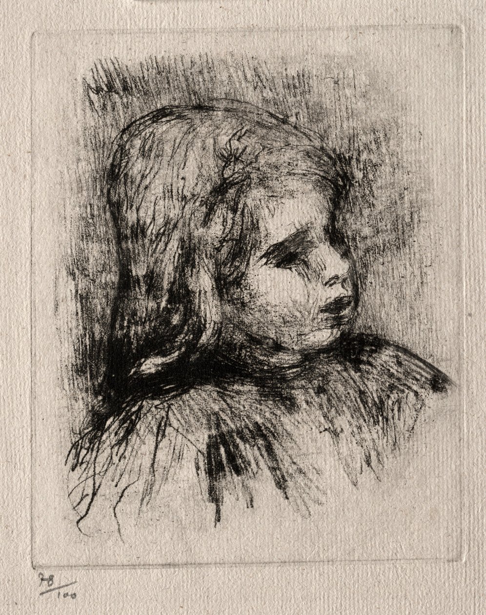 Claude Renoir, kolme neljäsosaa oikealle, 1908. tekijältä Pierre Auguste Renoir