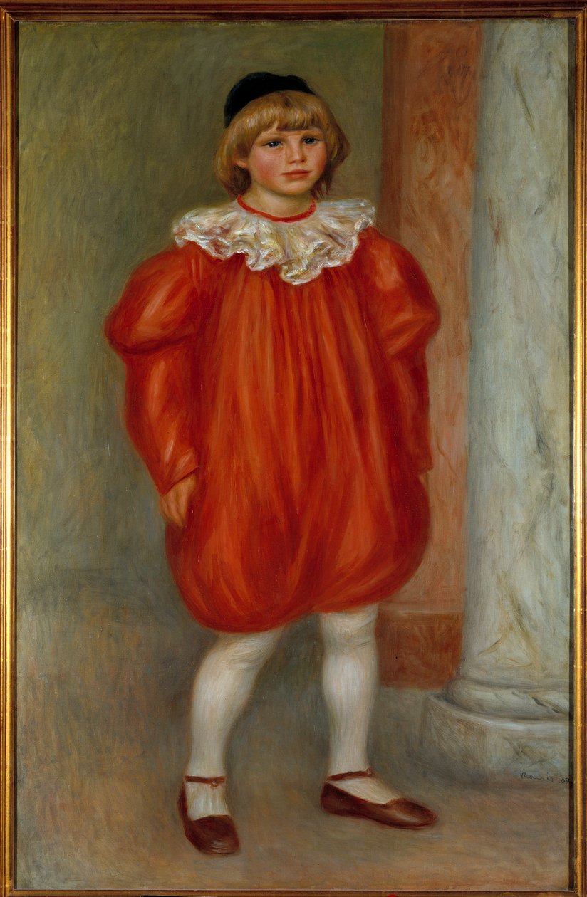 Claude Renoir ja klovni Pierre Auguste Renoirin (1841-1919) maalaus 1909 Su. 0,77x1,2 m Pariisi, musee de l
