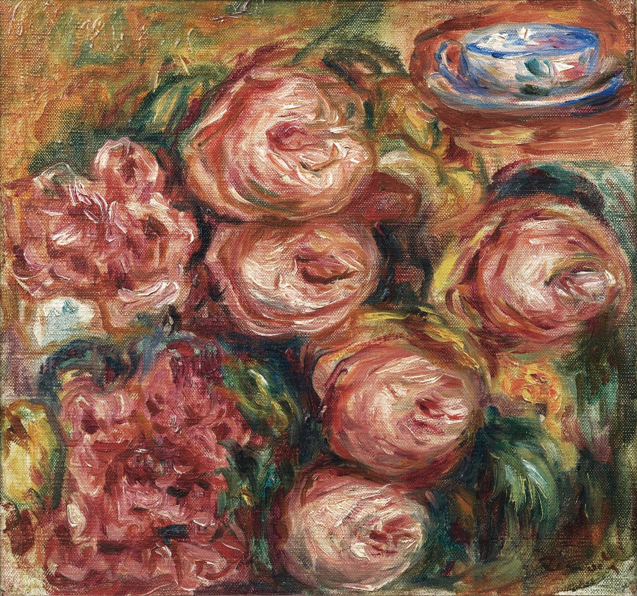Koostumus ruusuilla ja teekupillisella tekijältä Pierre Auguste Renoir