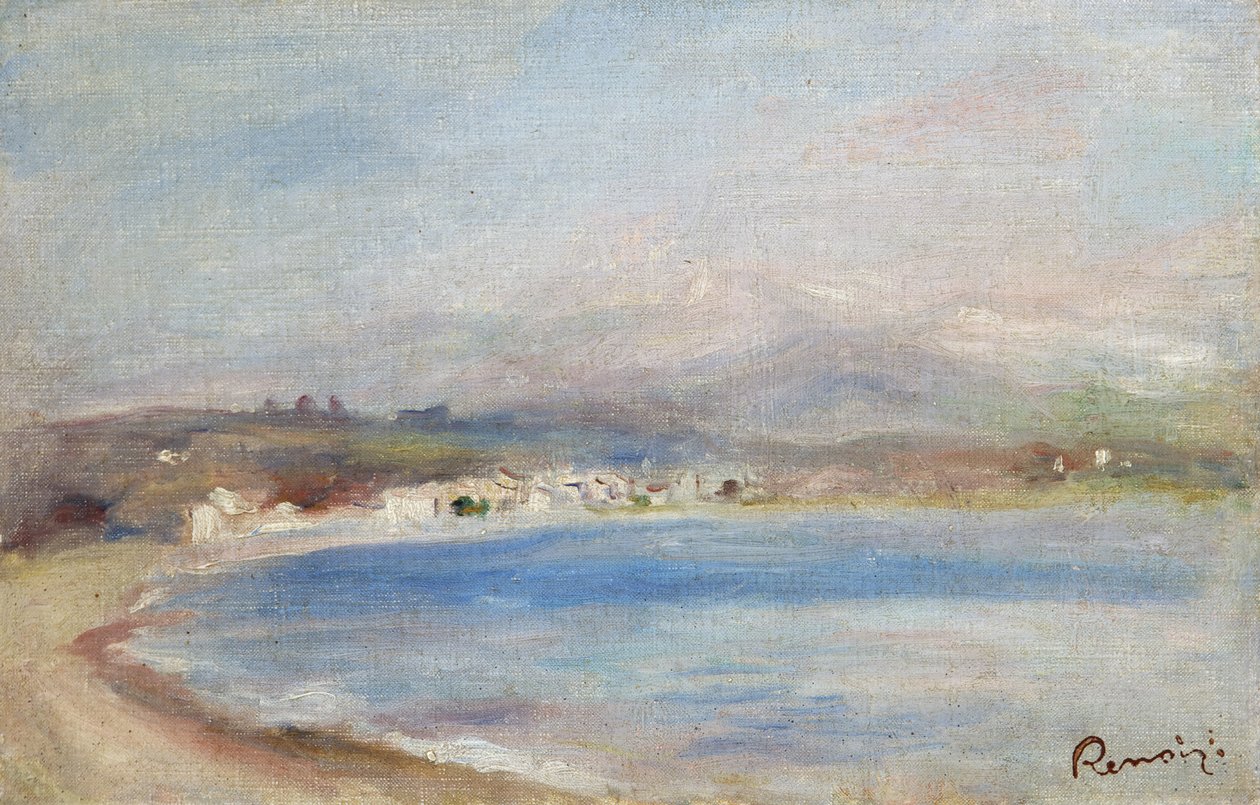 Cros de Cagnes, Meri, vuoret, n. 1910 (öljy kankaalle) tekijältä Pierre Auguste Renoir