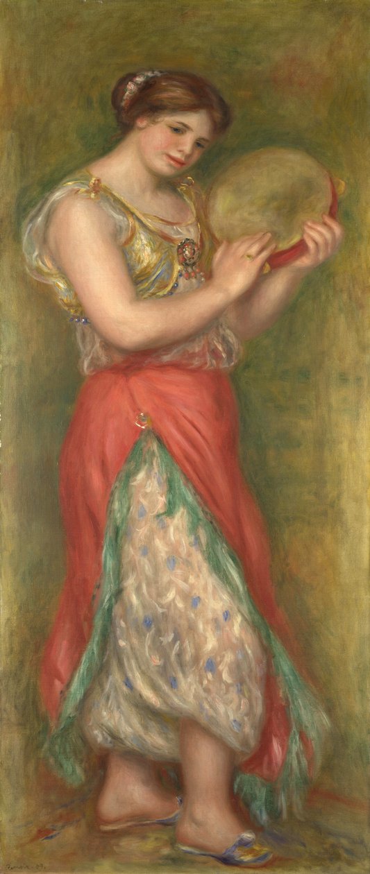 Tanssiva tyttö tamburiinilla, 1909 tekijältä Pierre Auguste Renoir