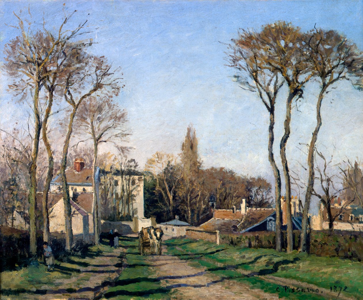 "Sisäänkäynti Voisinsin kylään, Yvelines", 1872. tekijältä Pierre Auguste Renoir