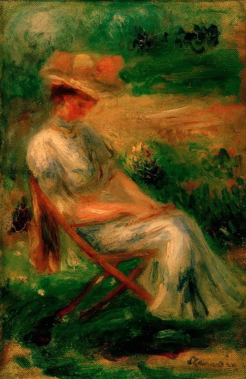 Femme assise dan un jardin tekijältä Pierre Auguste Renoir