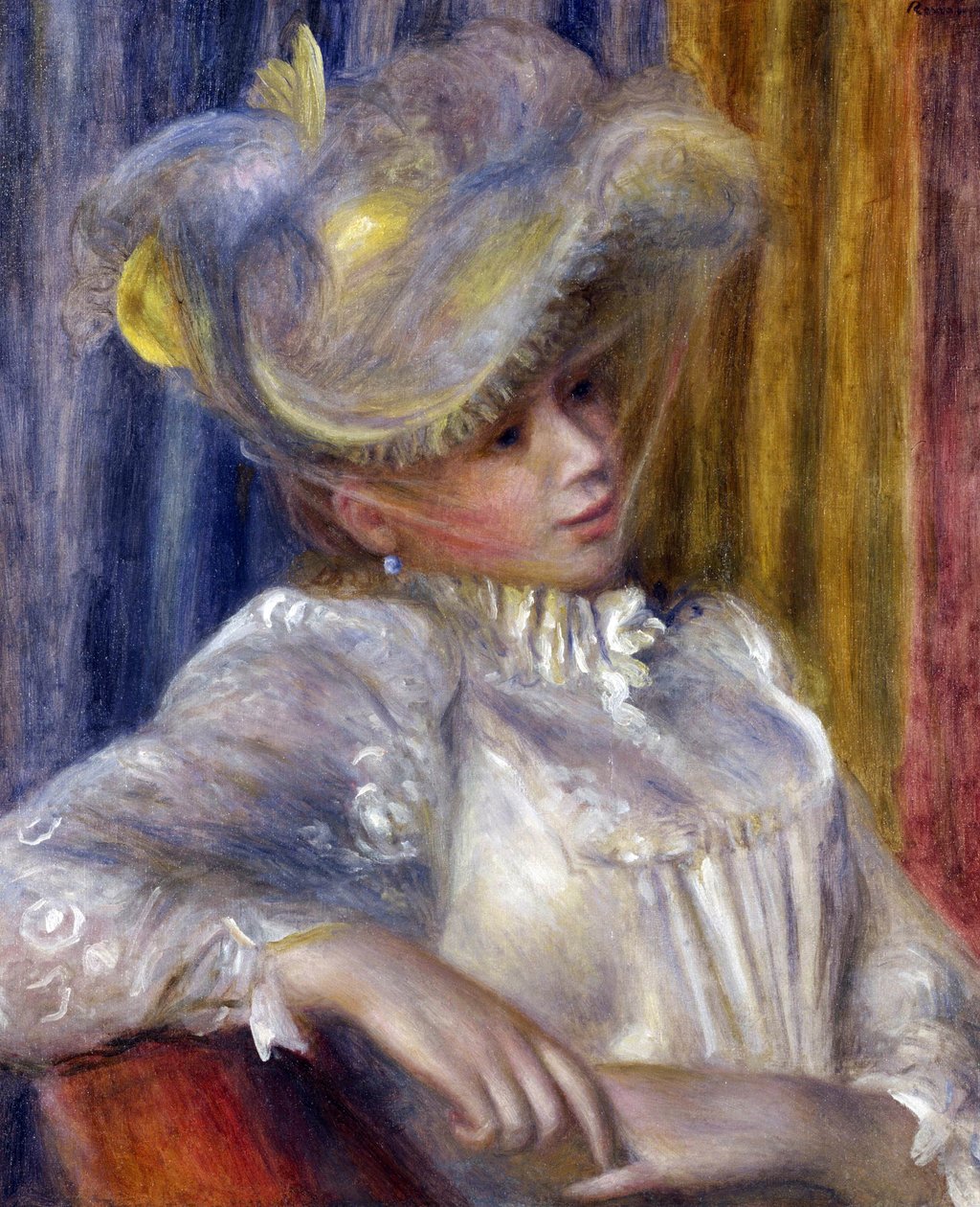""Nainen hattu"" Pierre Auguste Renoirin (1841-1919) maalaus 1891 Koko 56x46,5 cm National Museum of Western Art, Tokio tekijältä Pierre Auguste Renoir