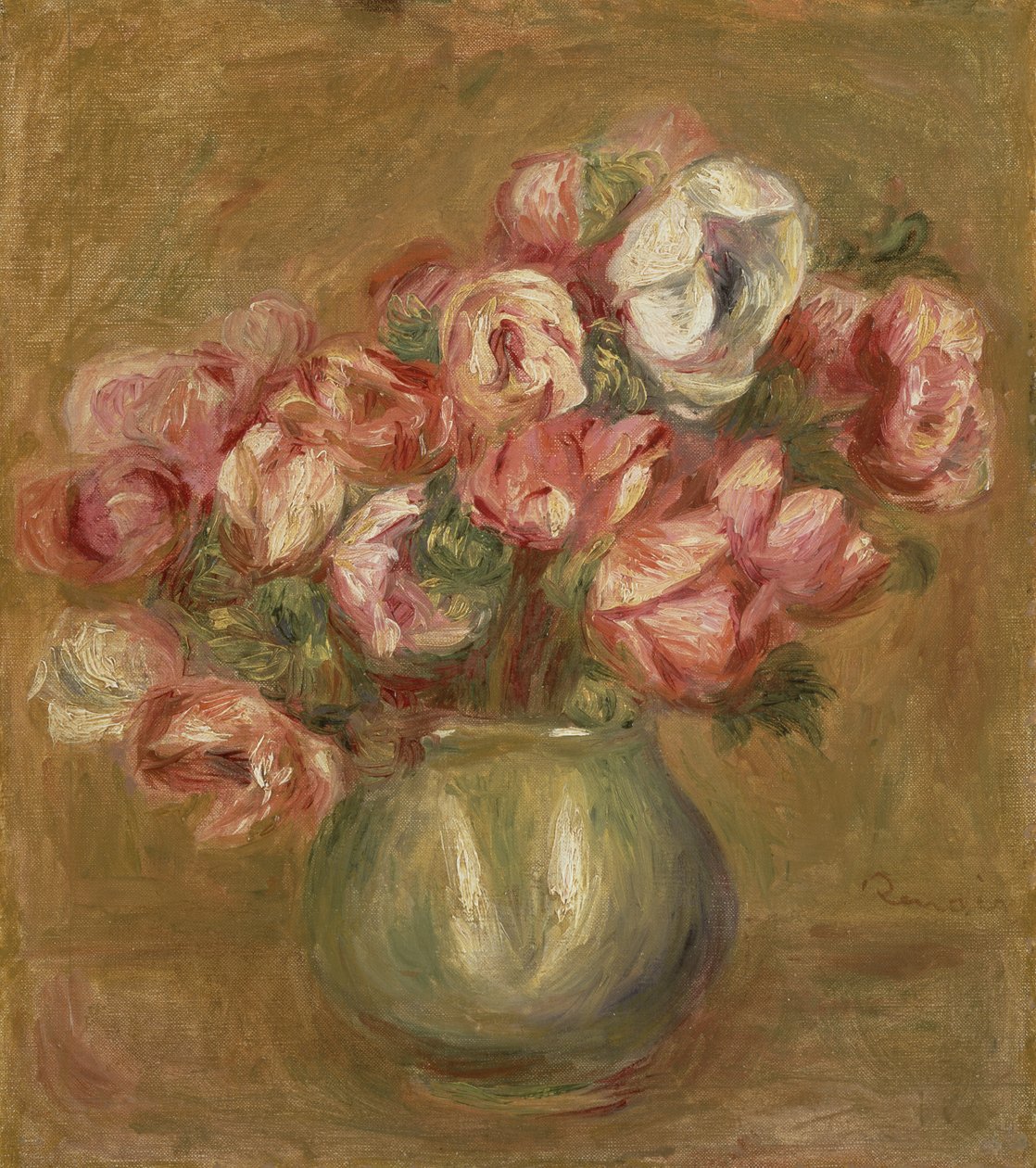 Kukat vihreässä maljakossa, 1906 tekijältä Pierre Auguste Renoir