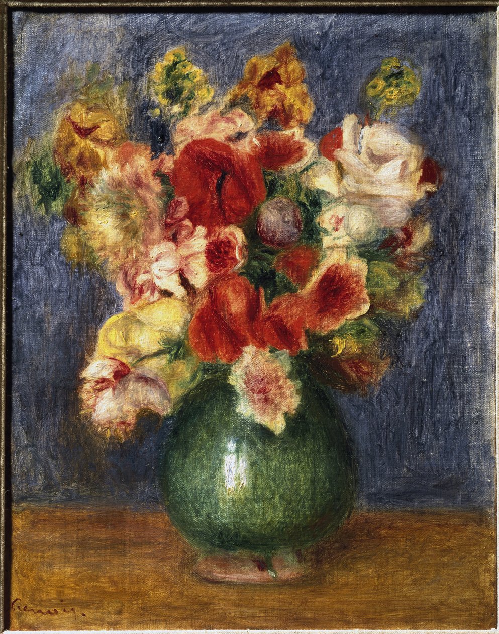 Kukat maljakossa (öljy kankaalle tekijältä Pierre Auguste Renoir