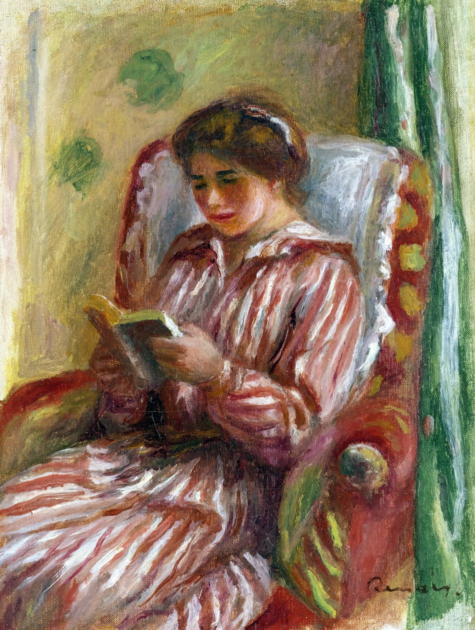 Gabrielle Reading - Pierre Auguste Renoirin (1841-1919) maalaus tekijältä Pierre Auguste Renoir