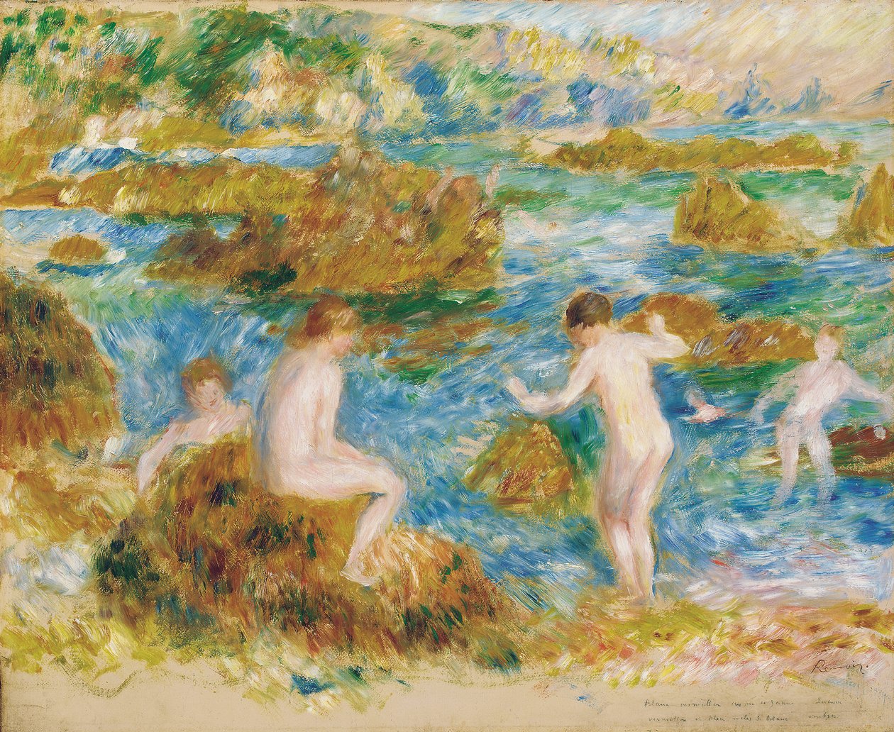 Alastomia poikia kivissä Guernseyssä tekijältä Pierre Auguste Renoir